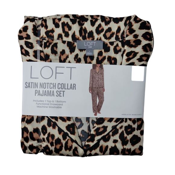 Loft Other - Leopard - LOFT Women's Button Down Elastic Waistband Satin Notch Collar Pajama S
